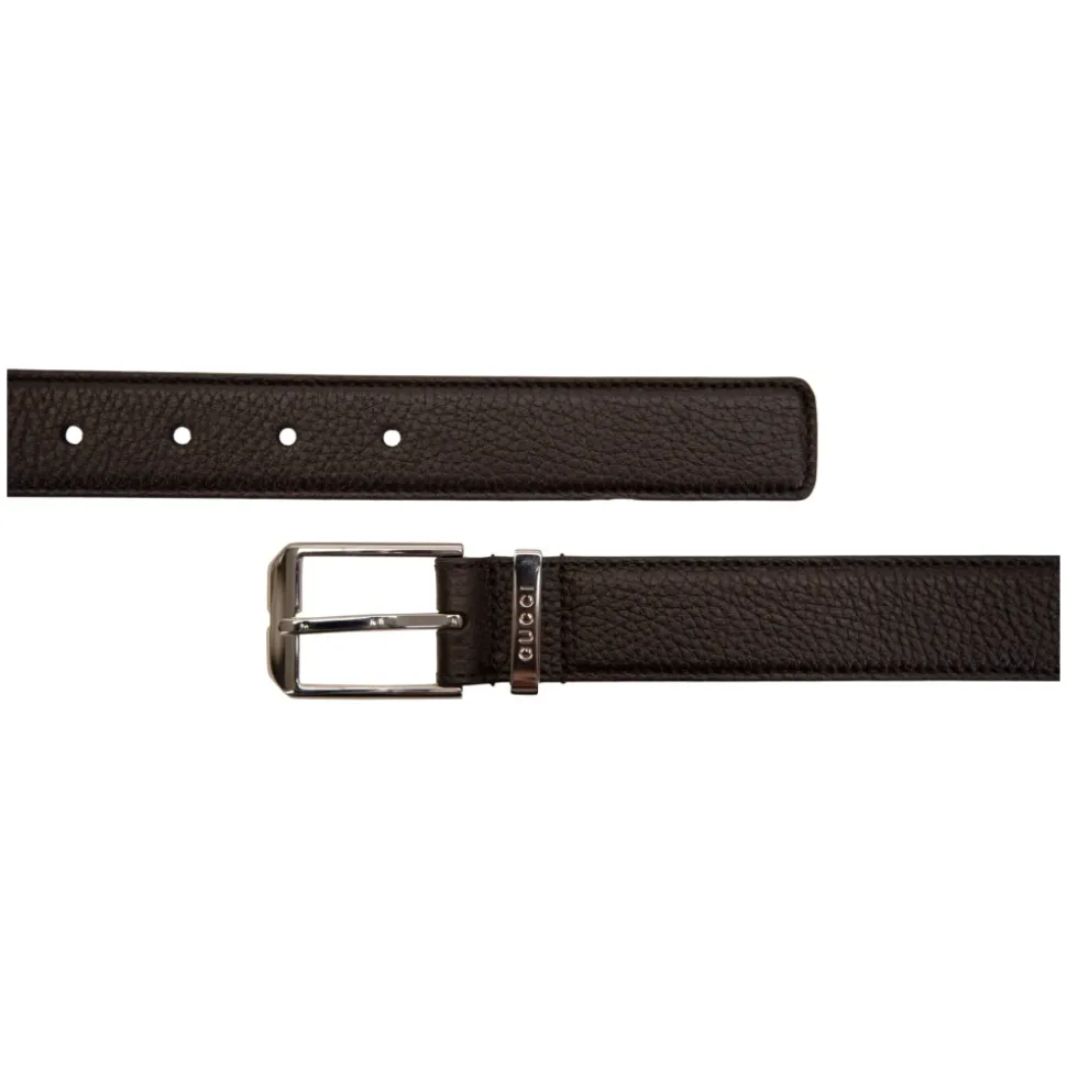 Gegreineerde leren riem met logo