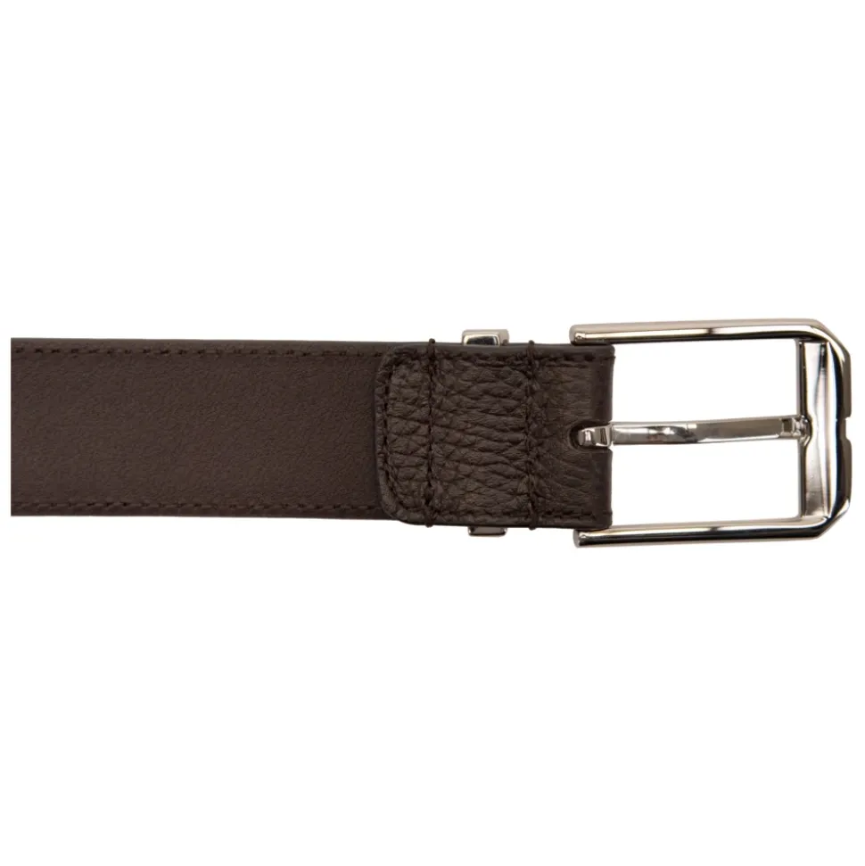 Gegreineerde leren riem met logo