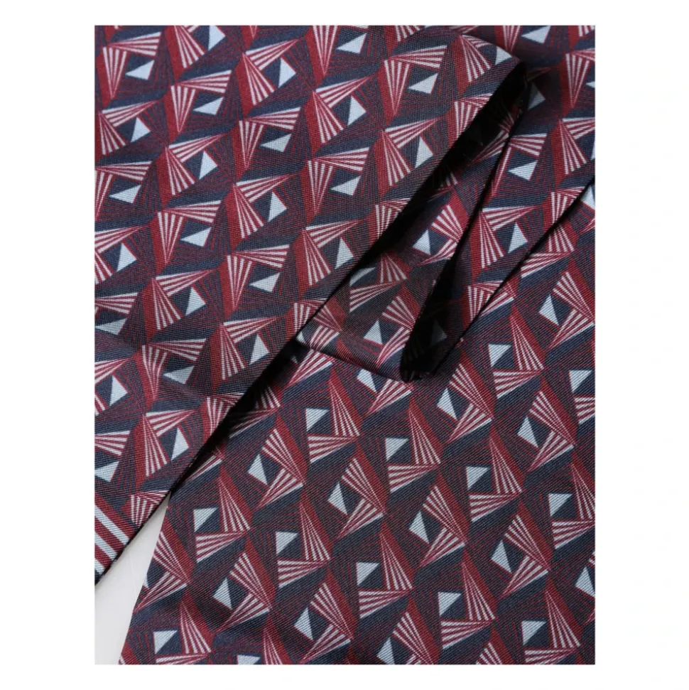 Geometric Pattern Silk Fringe Scarf