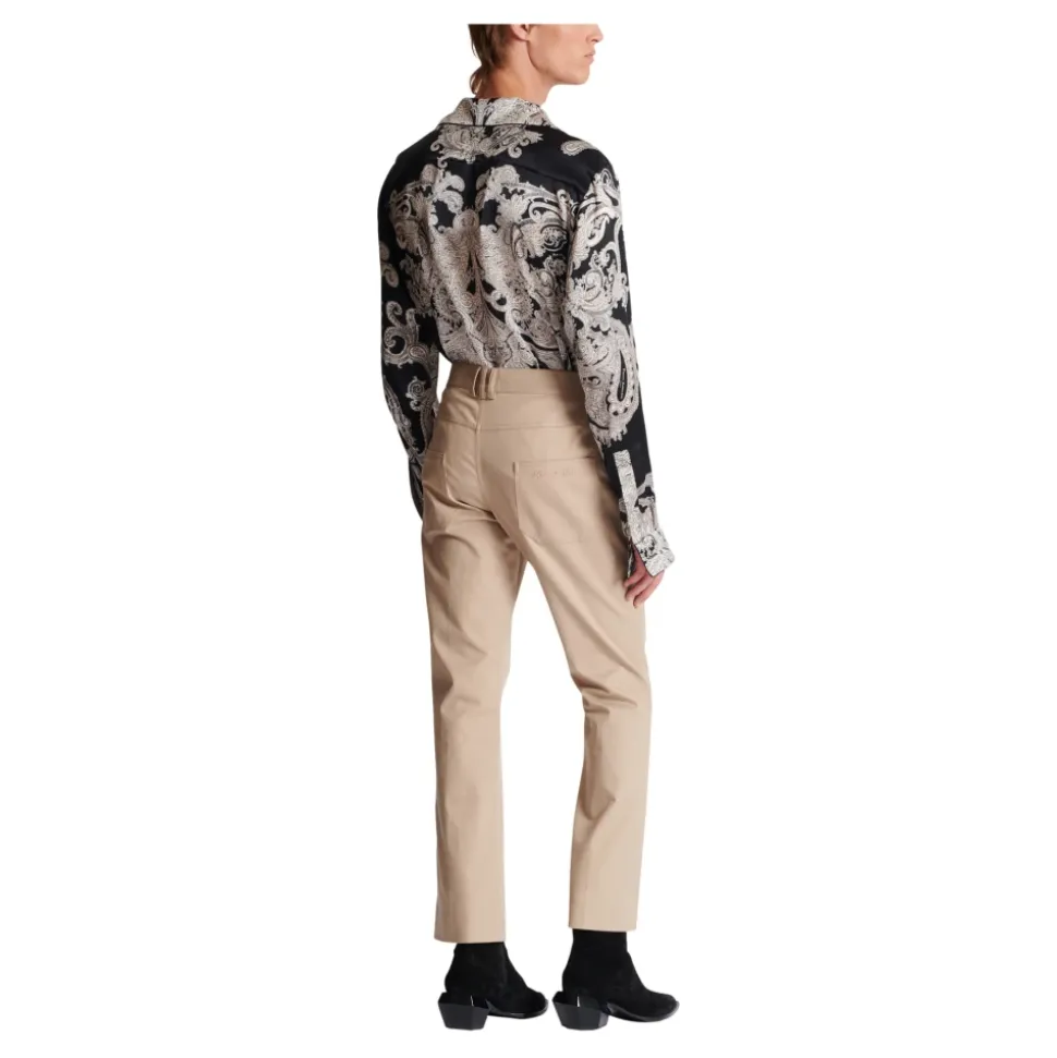 Geplooide Katoenen Gabardine Broek