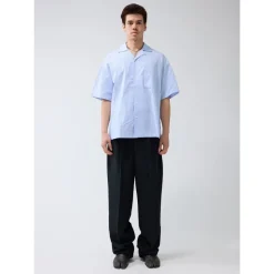 Gestreept korte mouw knoopshirt