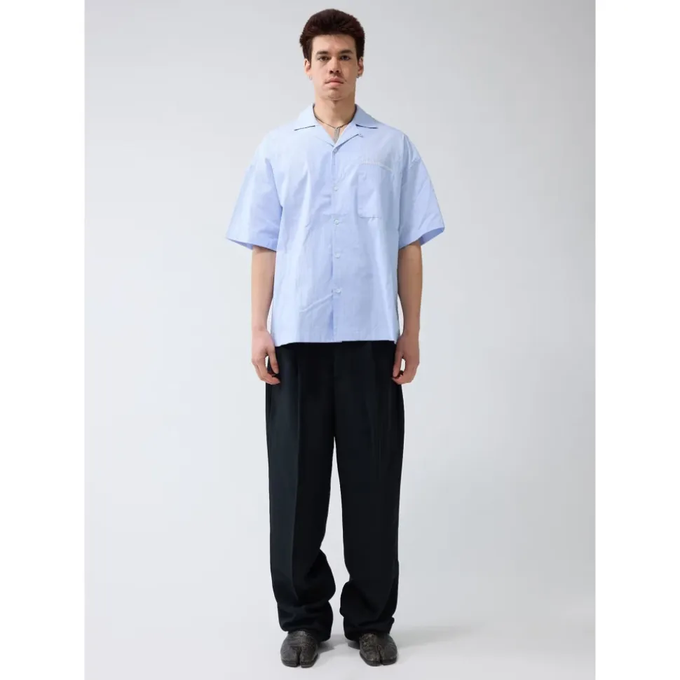 Gestreept korte mouw knoopshirt