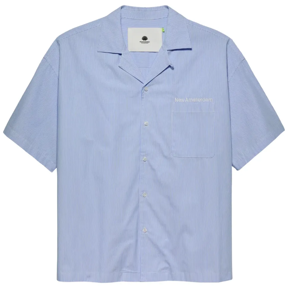 Gestreept korte mouw knoopshirt