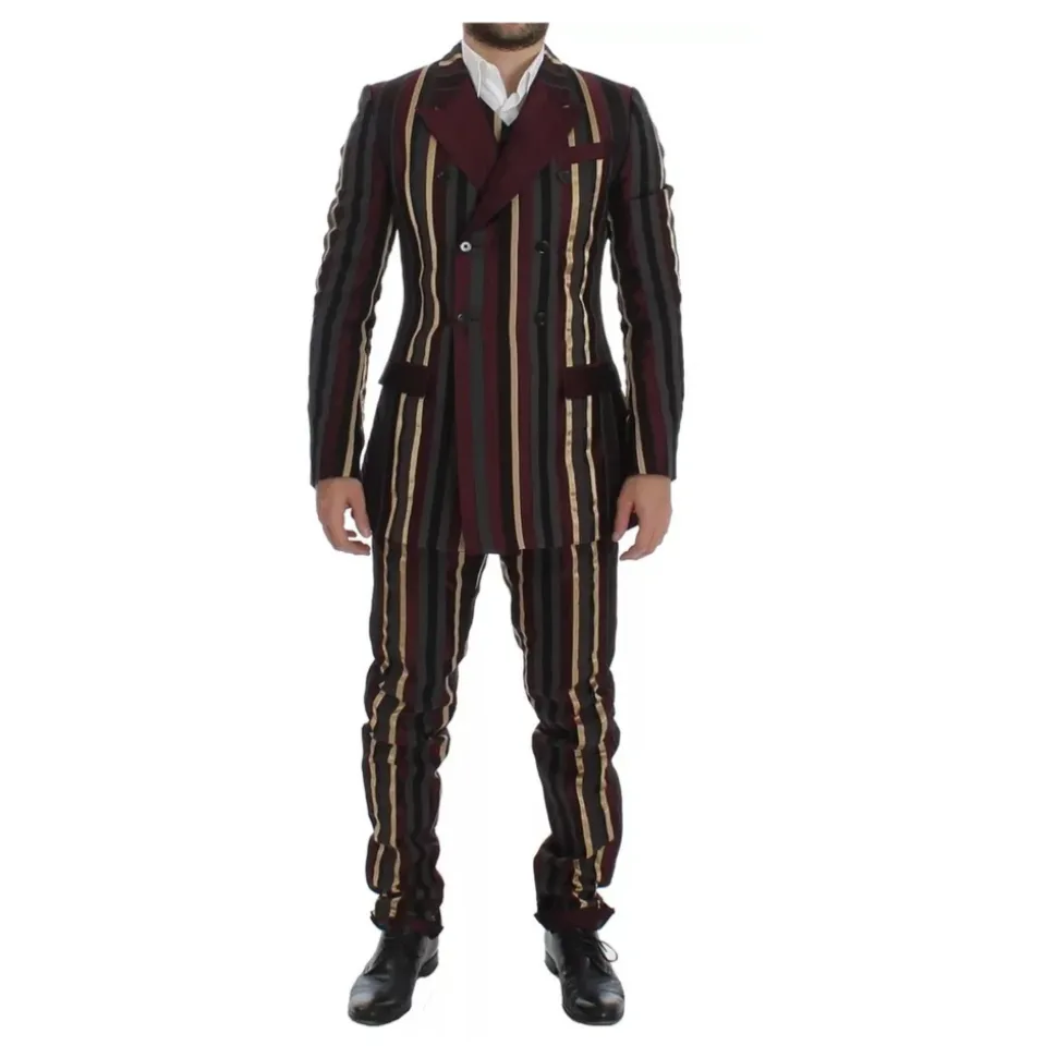 Gestreept Dubbelrijig Slim Fit Pak