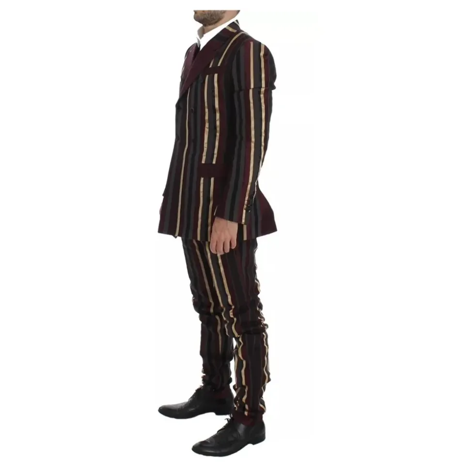 Gestreept Dubbelrijig Slim Fit Pak