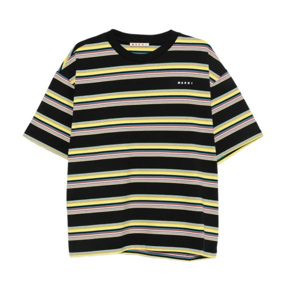 Gestreepte katoenen T-shirt met logoprint