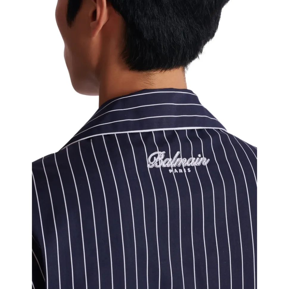 Gestreepte poplin pyjama overhemd