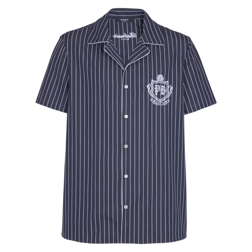 Gestreepte poplin pyjama overhemd