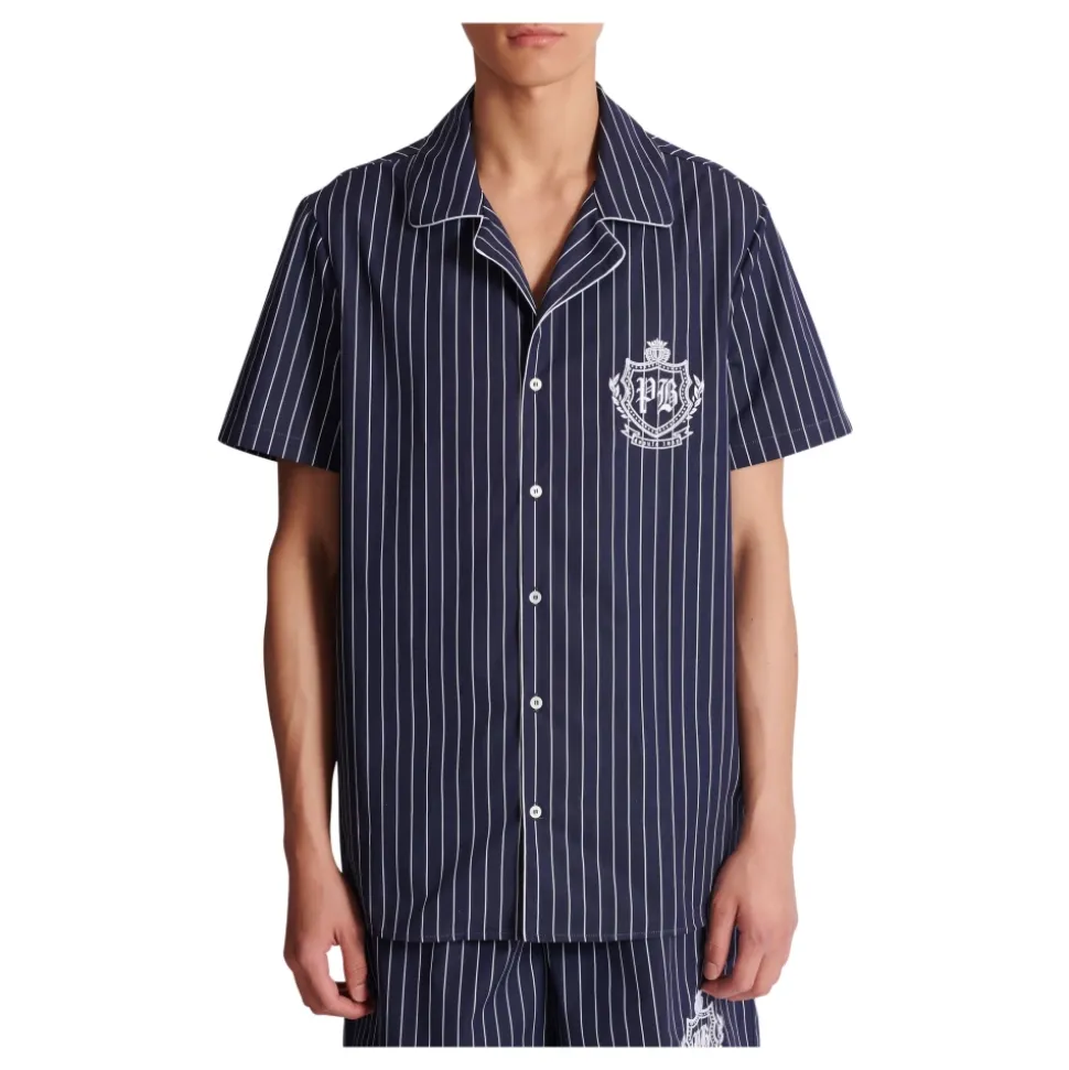 Gestreepte poplin pyjama overhemd
