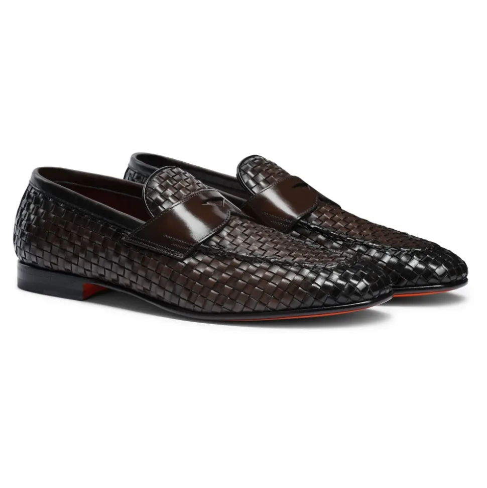 Geweven leren loafer