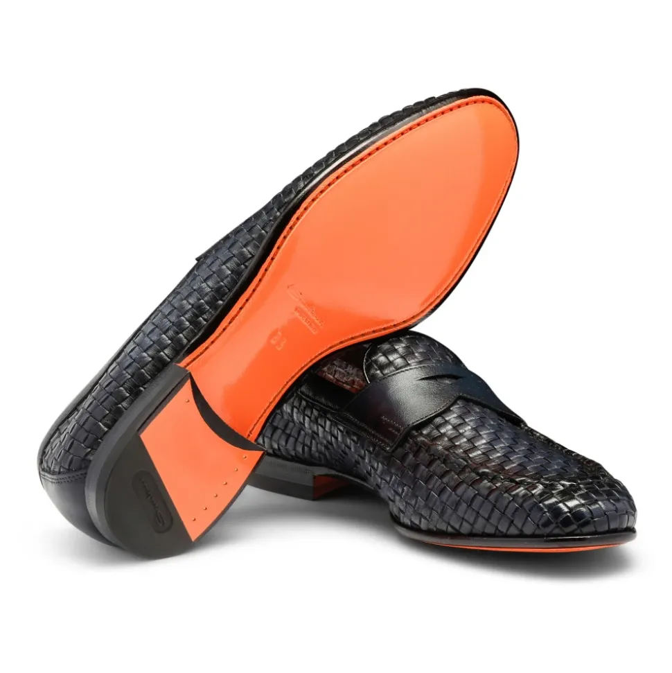 Geweven leren penny loafer