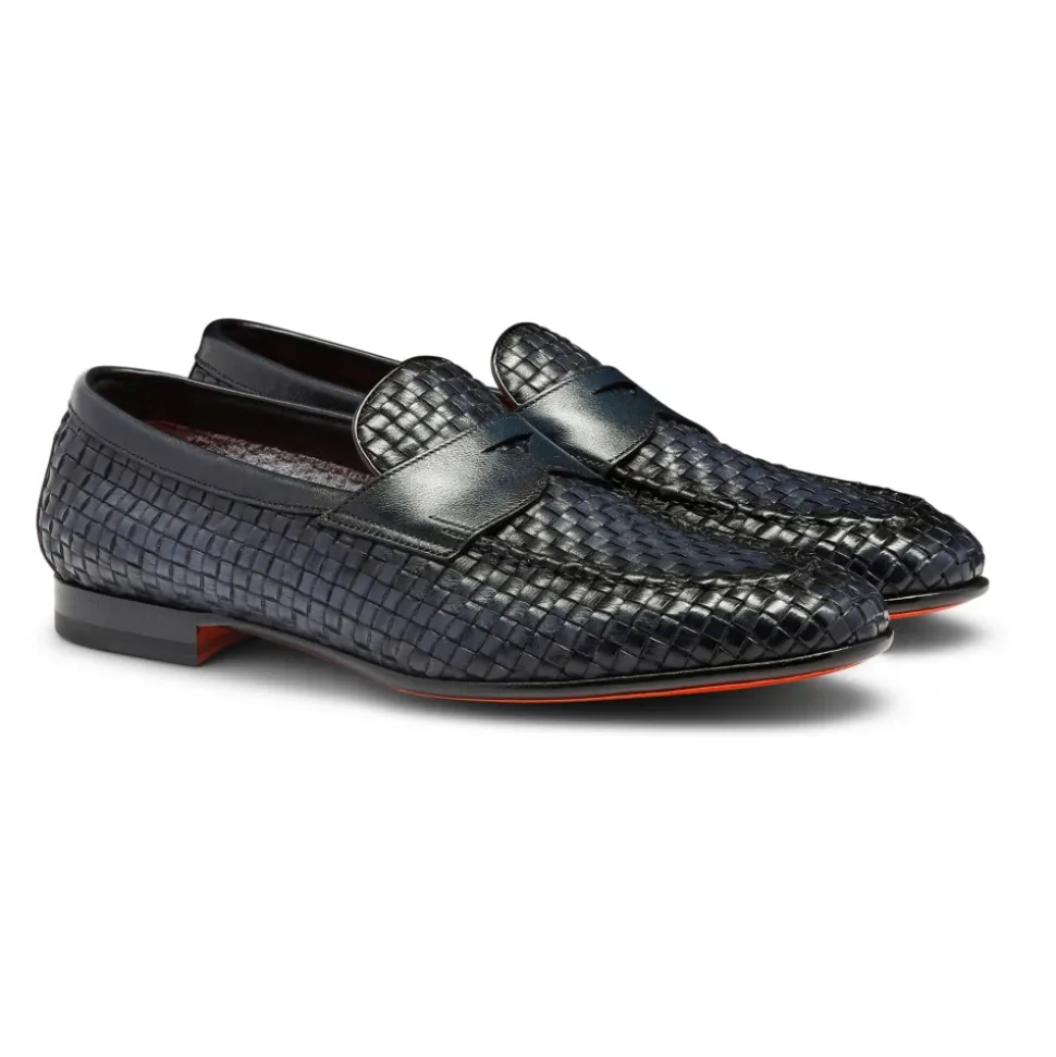 Geweven leren penny loafer