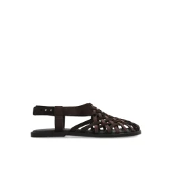 Geweven suède en nubuck sandalen