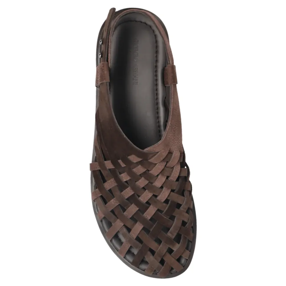 Geweven suède en nubuck sandalen