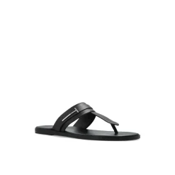 Gladleren T-sandaal