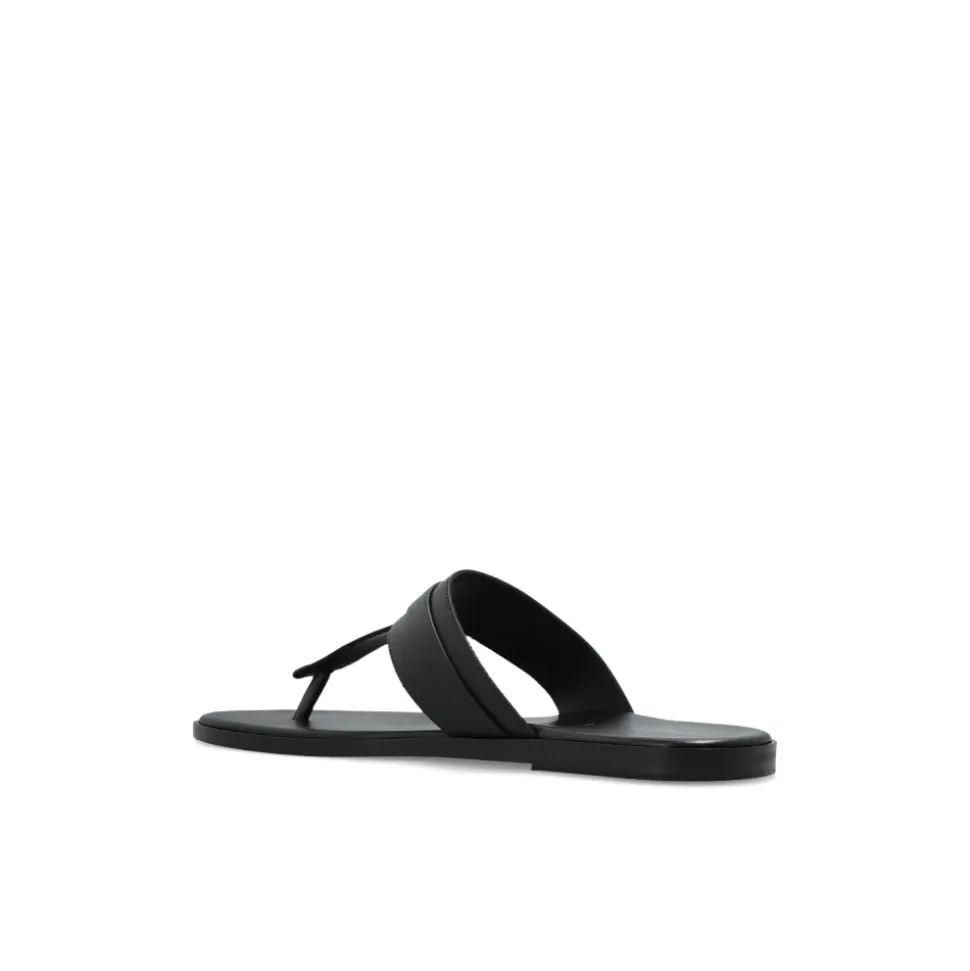 Gladleren T-sandaal