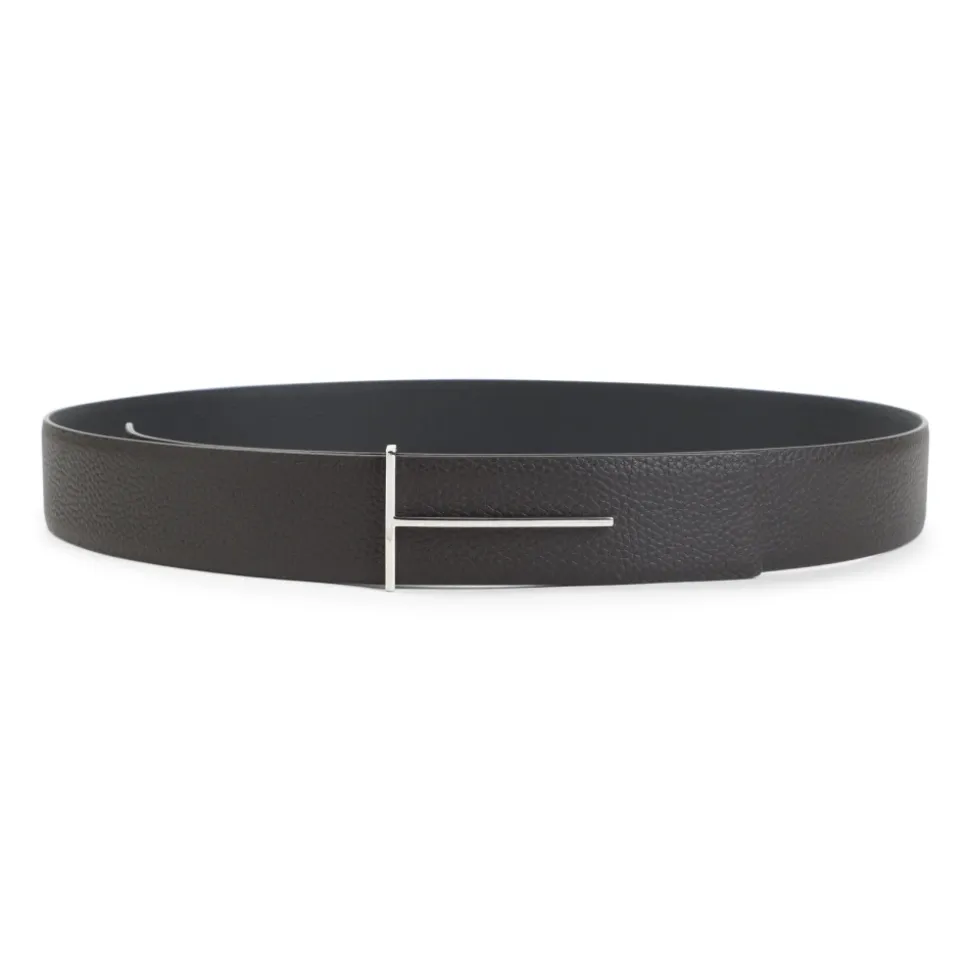 Grain Leather Slim T Reversible Belt