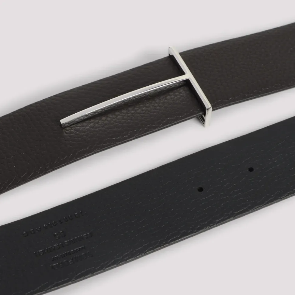 Grain Leather Slim T Reversible Belt