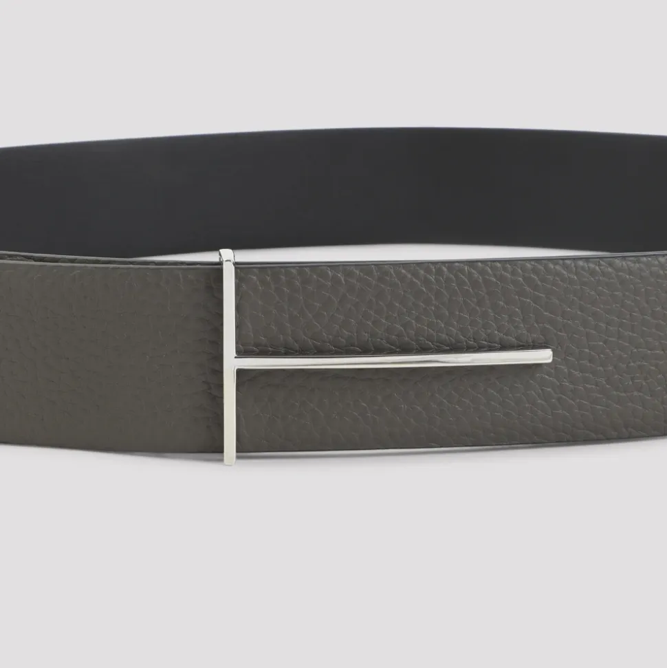 Grain Leather Slim T Reversible Belt