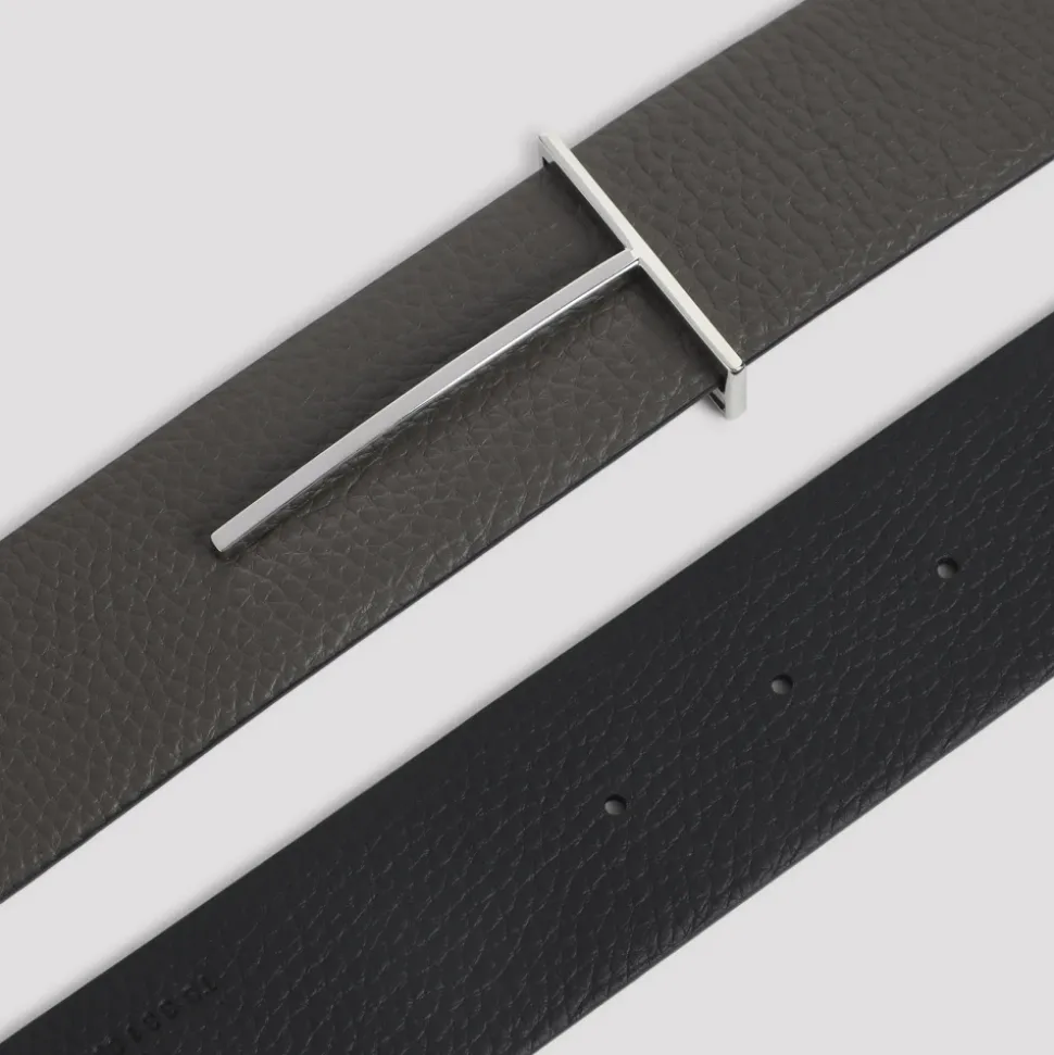 Grain Leather Slim T Reversible Belt