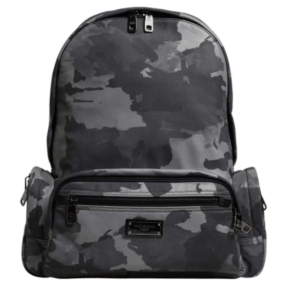 Grijze Camouflage Logo Plaque Rugzak Tas