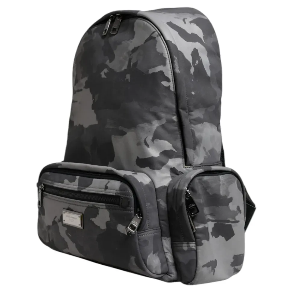 Grijze Camouflage Logo Plaque Rugzak Tas