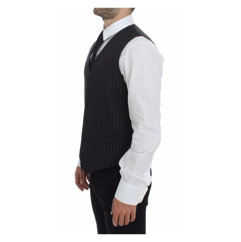Grijze Gestreepte Formele Vest