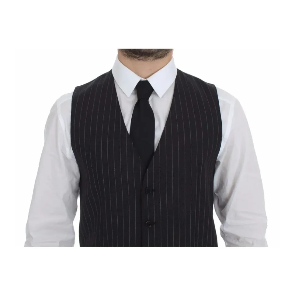 Grijze Gestreepte Formele Vest