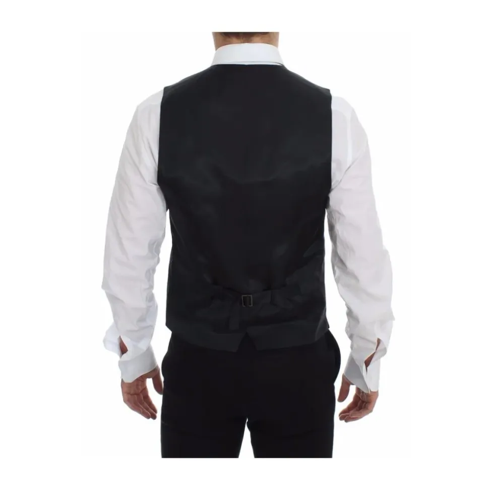 Grijze Gestreepte Formele Vest