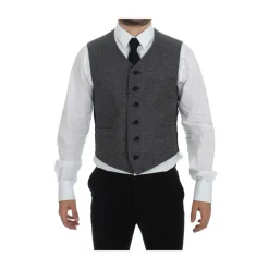 Grijze Klassieke Pasvorm Jurk Vest
