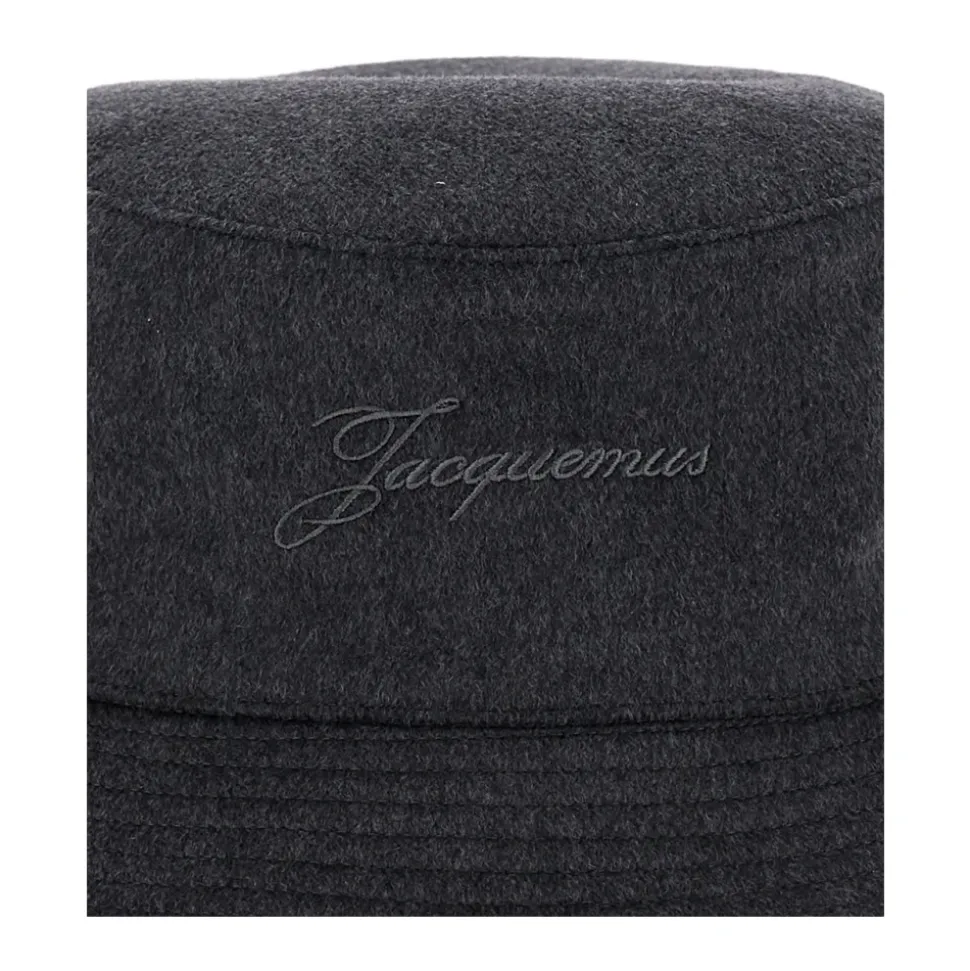 Grijze Bucket Hat met Logo Borduurwerk