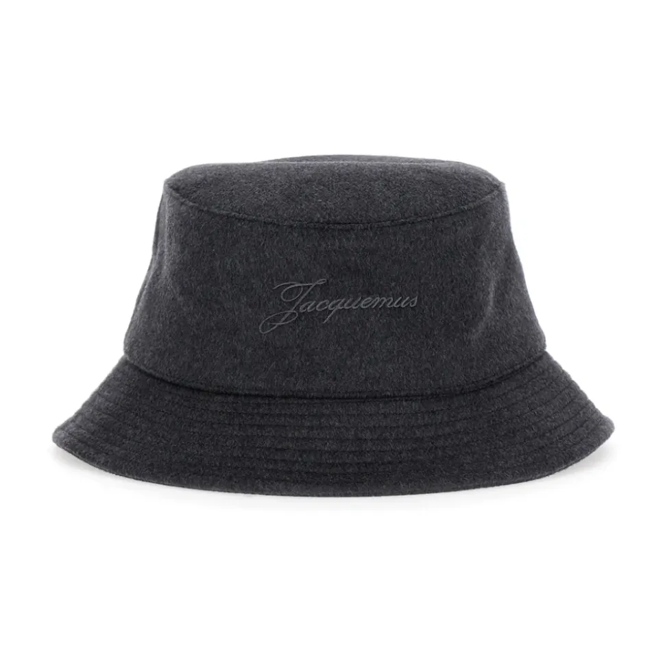 Grijze Bucket Hat met Logo Borduurwerk