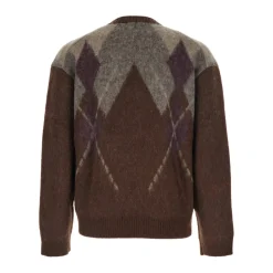 Hairy Gemêleerd Argyle Trui met Ronde Hals