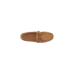 Handgemaakte leren mocassin bruin cognac