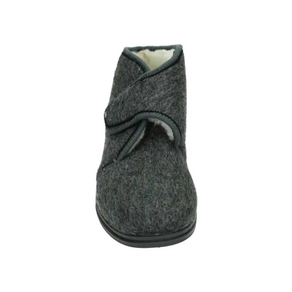Heren Pantoffels Grijs Stof Rubberen Zool