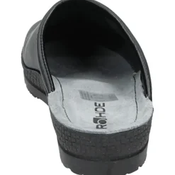 Heren Pantoffels Zwart Leren Rubberen Zool