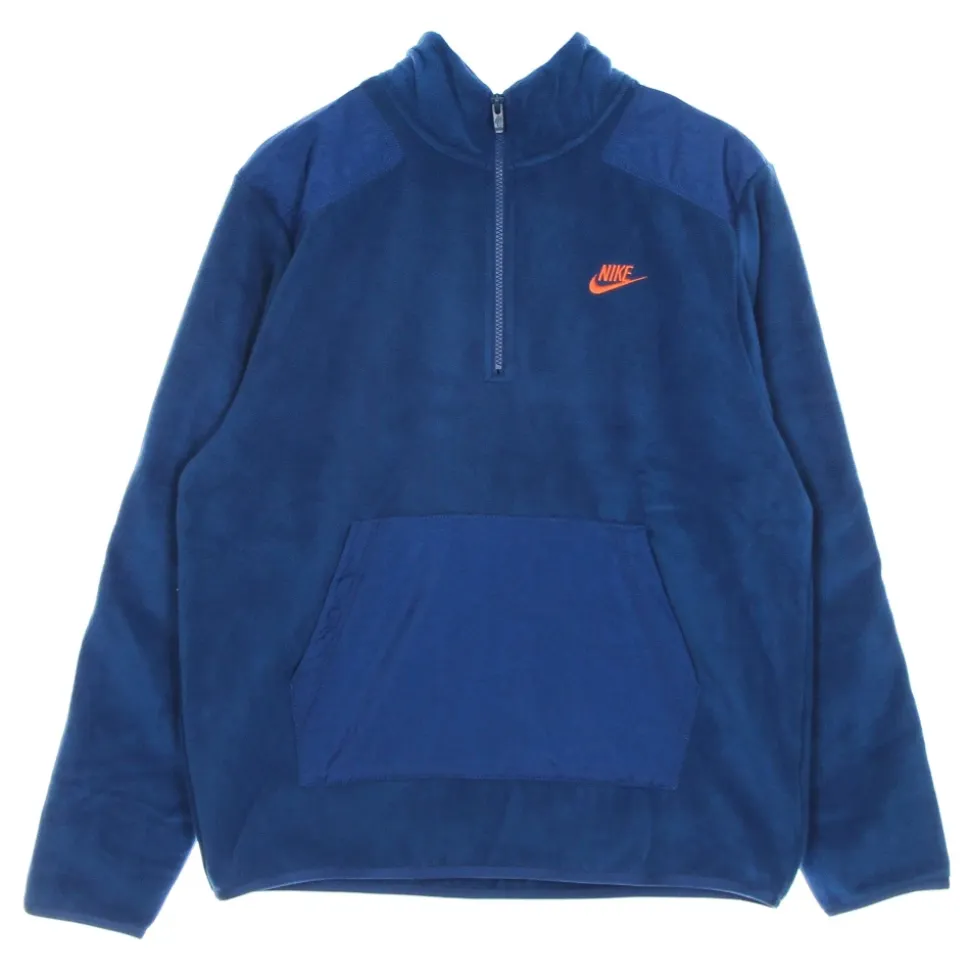 Hoge Hals Rits Winterjas Blauw/Oranje