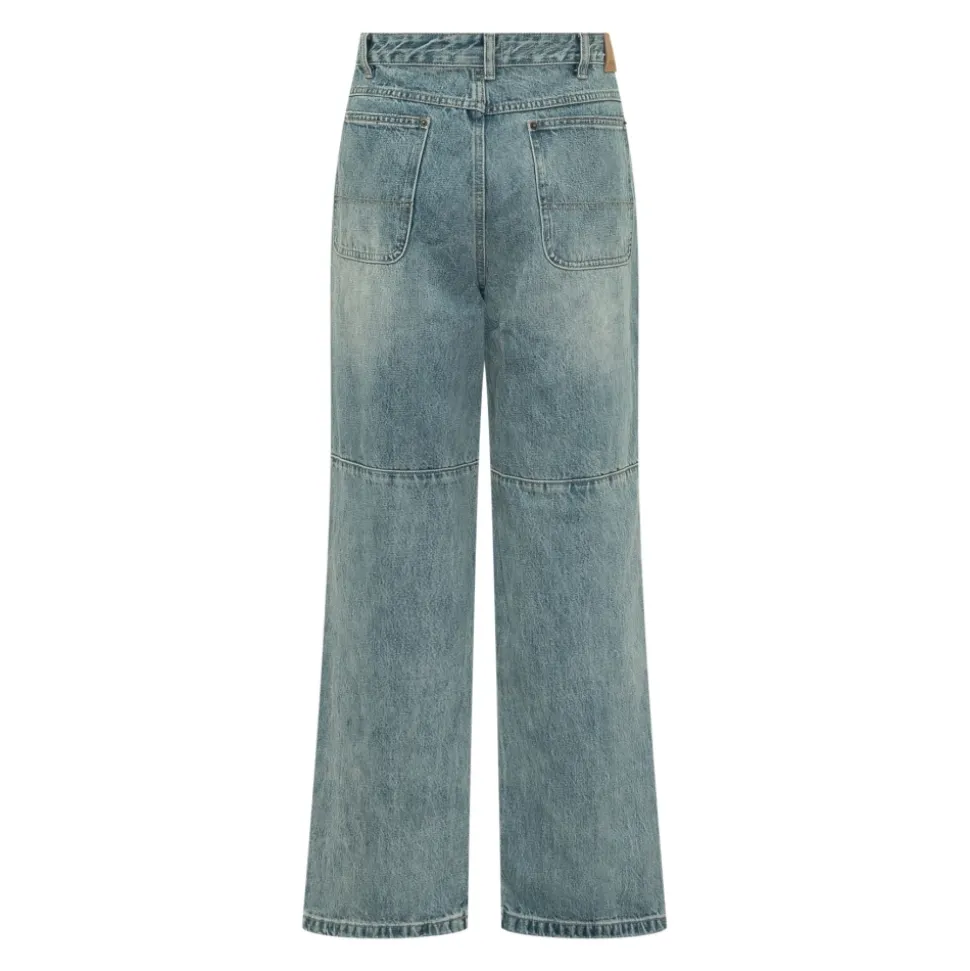 Jeans met printdetail en riemlussen