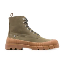 Khaki Veterschoenen met Rubberen Zool