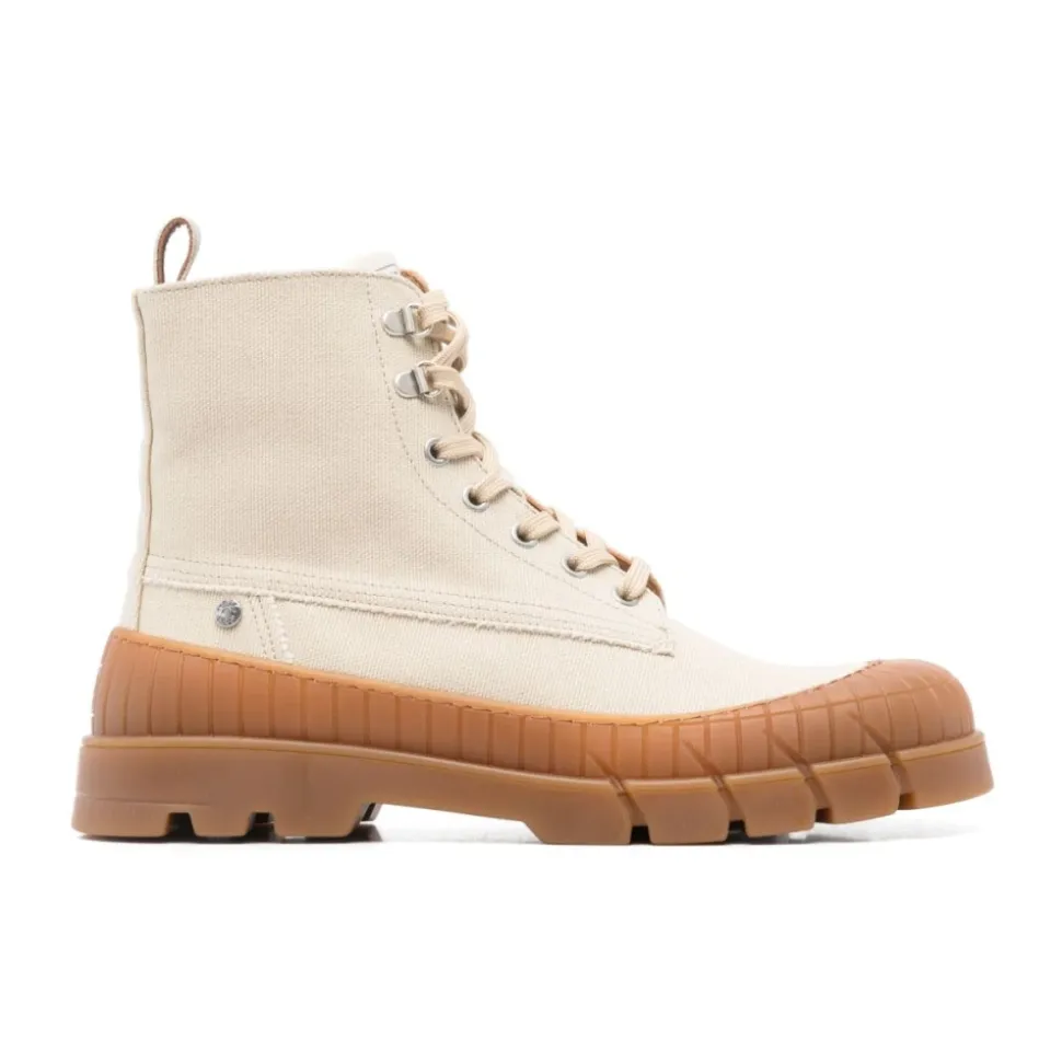 Lace-Up Laars met Rits aan de Zijkant en Rubberen Zool