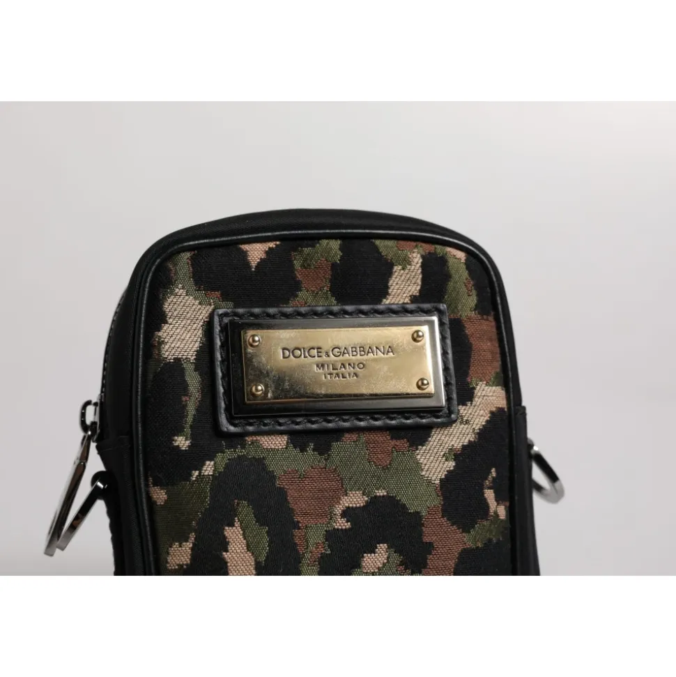 Leopard Jacquard Logo Plaque Schoudertas