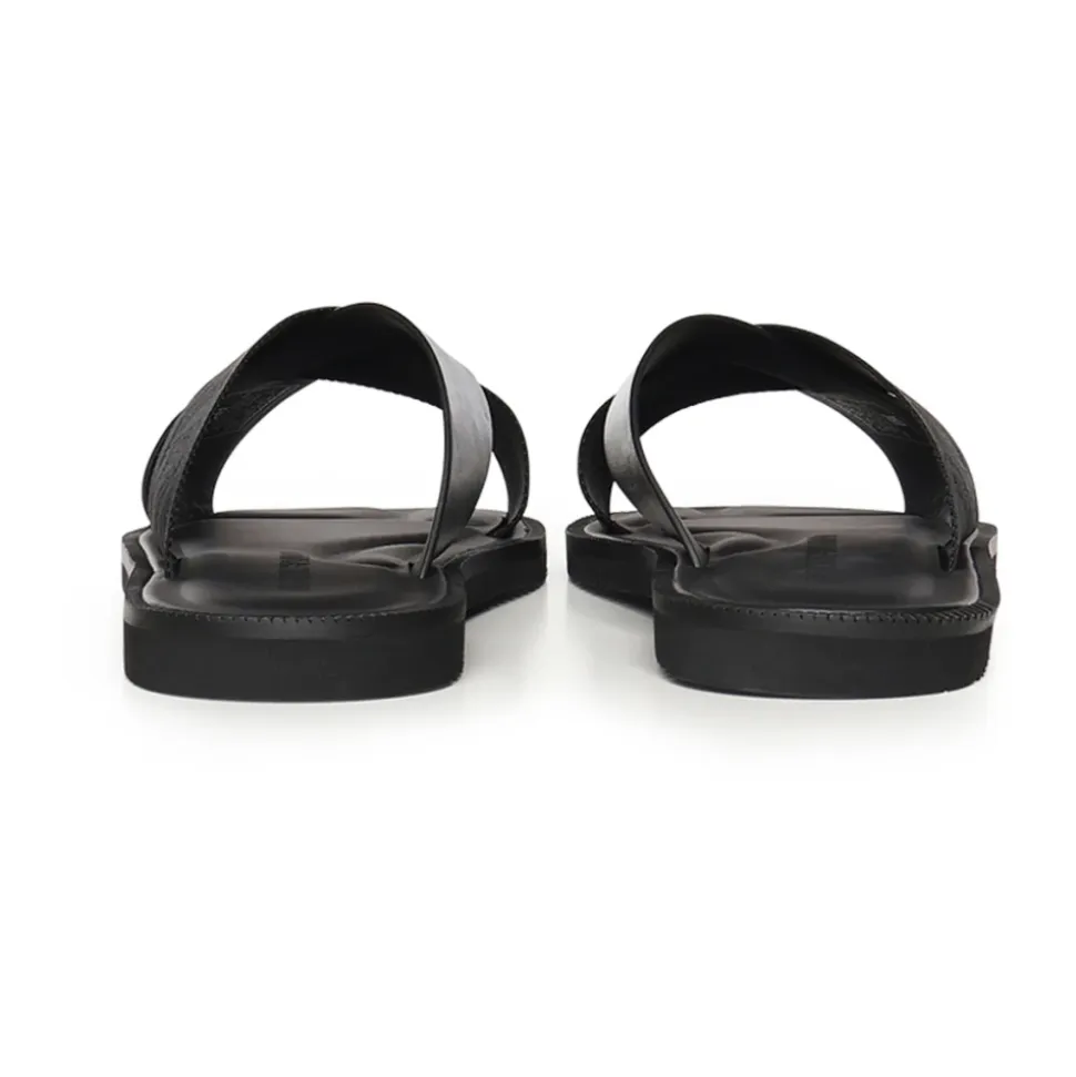 Leren Cross-Over Sandalen met Logoband
