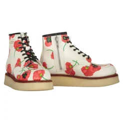 Leren Enkellaarsjes met Bloemenprint