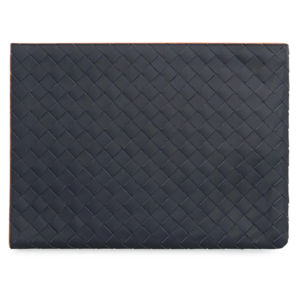 Leren Clutch met Intrecciato Motief