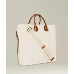 Leren en Katoenen Tote Tas