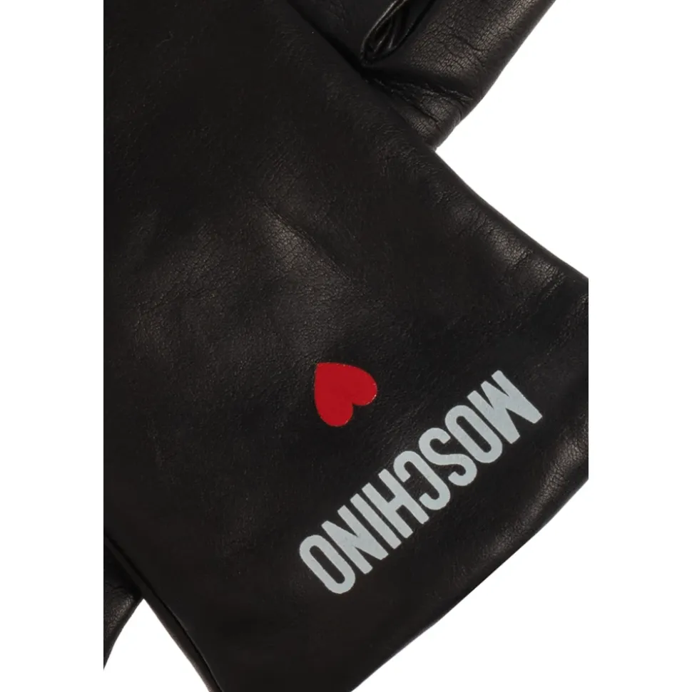 Leren handschoenen met bedrukt logo