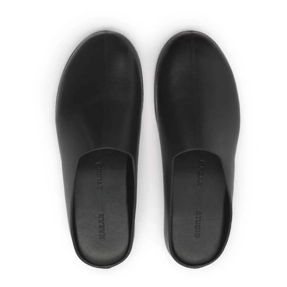 Leren instapslippers met verhoogde zool