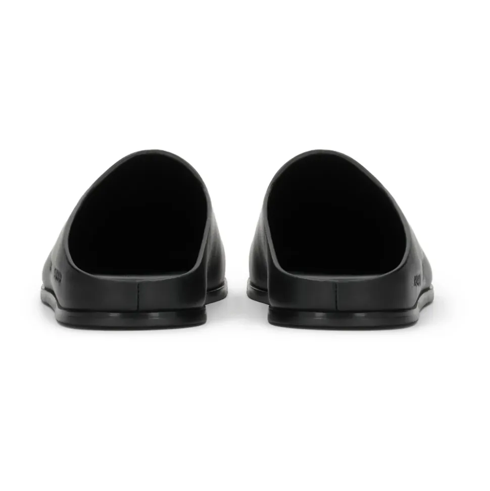 Leren instapslippers met verhoogde zool