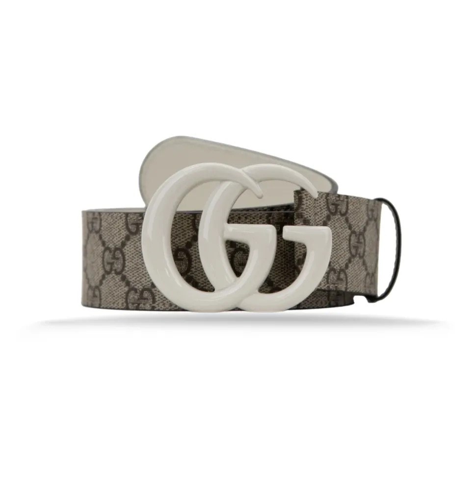 Leren riem met logo-gesp