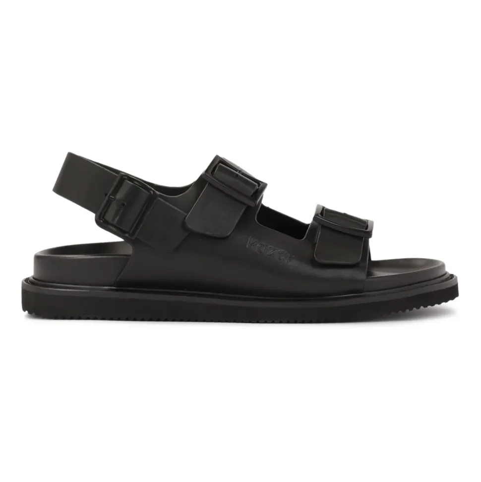 Leren sandalen met metalen gesp